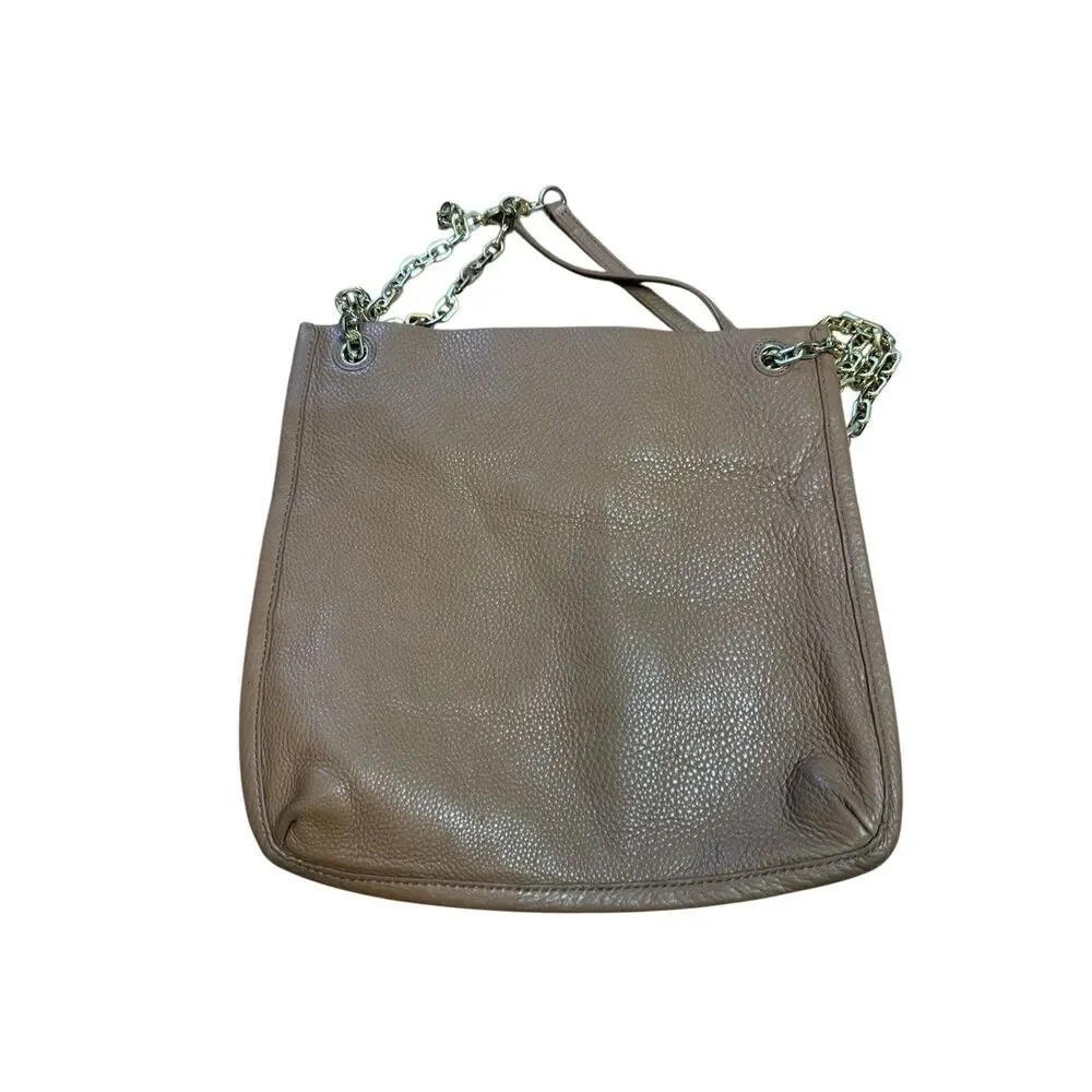 Tory Burch Britten Swingpack crossbody bag purse brown pebbled leather gold-tone